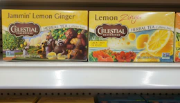 celestial seasonings tea on store shelf