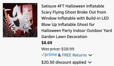 4FT Halloween Inflatable Scary Flying Ghost