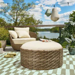Wicker Outdoor Ottoman & Coffee Table