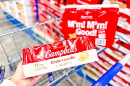campbells chicken noodle soup in shopping cart