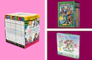 boxed book sets in a collage