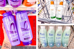 collage image of loreal elvive, head and shoulders, and raw sugar shampoo