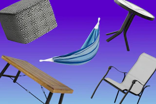 furniture items on a gradient
