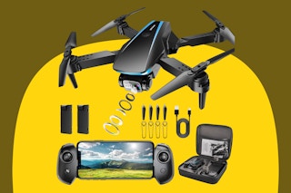 Oddire Drone with Camera on a yellow background.