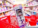 dyson toy vacuum sitting in a target cart