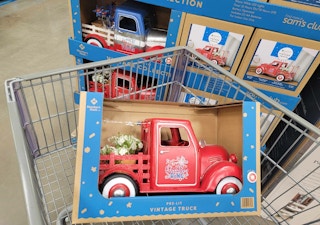 vintage style truck decor in a cart