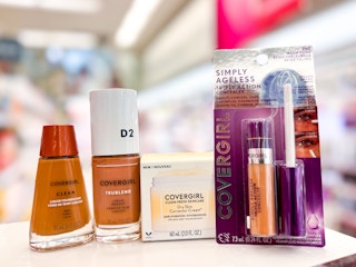 covergirl makeup products standing on store beauty counter