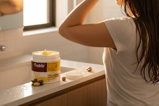 woman applying hair mask