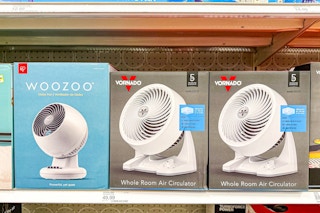 woozoo personal fan sitting on a target shelf