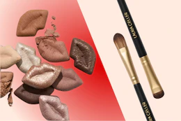 Laura Geller eyeshadows and a double-ended brush