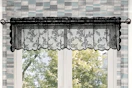 Lifestyle image of a black lace valance over window