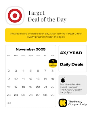 calendar graphic of Target Deal of the Day confirmed for November 1 2025
