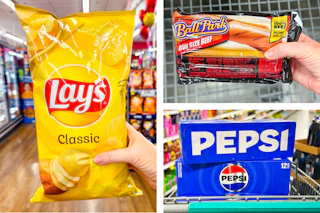 chips soda hot dogs collage