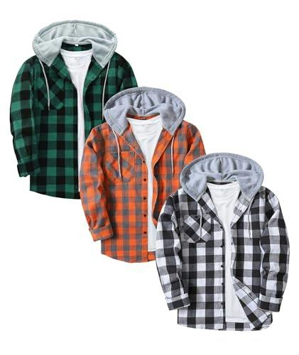 Men's Plaid Hooded Shirts 3-Pack