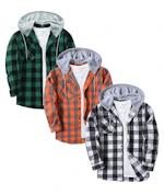 Men's Plaid Hooded Shirts 3-Pack