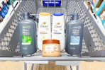 Shopping cart with Dove products
