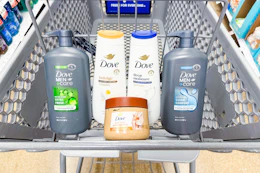 Shopping cart with Dove products