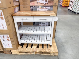 costco seville classics acacia kitchen cart with drawers