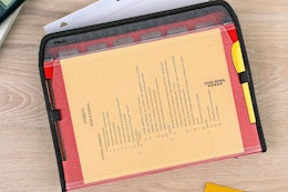 Five Star Expanding File Organizer with paper inside it