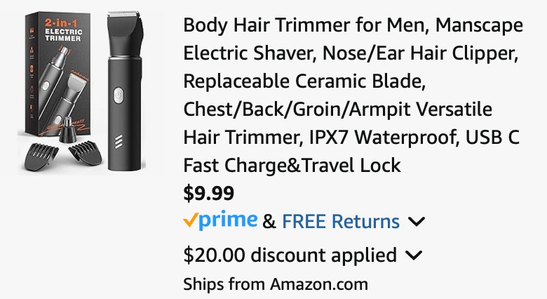 REYOLL Body Hair Trimmer for Men, Manscape Electric Shaver