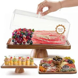 Acacia Wood Cake Stand with Lid