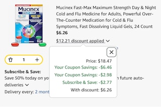 Mucinex Amazon receipt