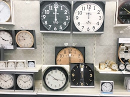 wall clocks sitting on target shelves