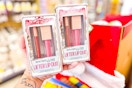person holding 2 maybelline lifter lip duo gift sets