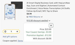 digital business card Amazon receipt