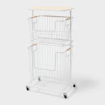 Brightroom Wire Wood Basket Cart