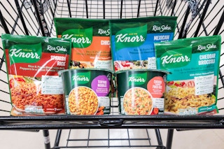 knorr rice pouches and cups in shopping cart