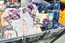 men's shirt jackets and ladies shackets in a shopping cart at aldi