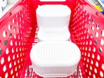 pillowfort step stools sitting in a target cart