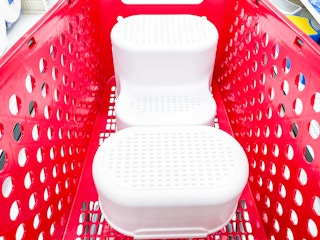 pillowfort step stools sitting in a target cart