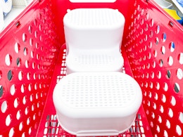 pillowfort step stools sitting in a target cart