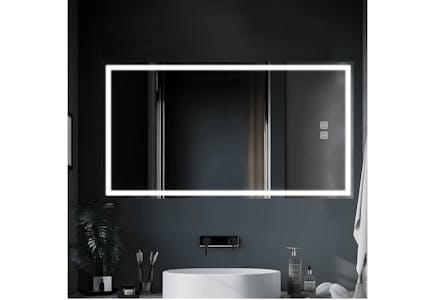 LED Lighted Right Angle Bathroom Mirror