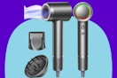 Alloom DYS0N Alternative Hair Dryer - 1 Min Fast Drying, High-Speed Blow Dryer on a blue background.