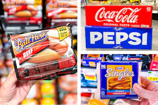 cheese soda hot dogs collage