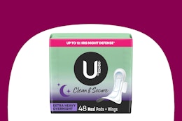 U by Kotex 48-Count Overnight Maxi Pads, as Low as $8.99 Each on Amazon card image