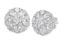 Diamond Flower Burst Stud Earrings