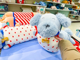 pillowfort weighted plush sitting on a target shelf