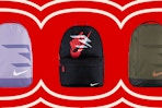 nike backpacks on a red background
