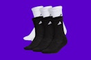 adidas socks on a purple background