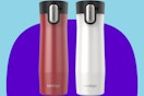 Contigo mug set on a purple and blue background.