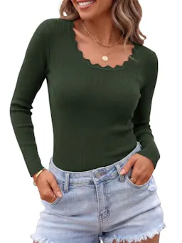 KIRUNDO Women's Square Neck Sweater
