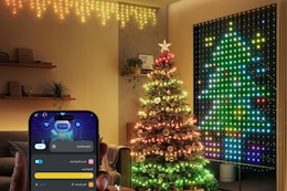 a person operating led smart curtain lights