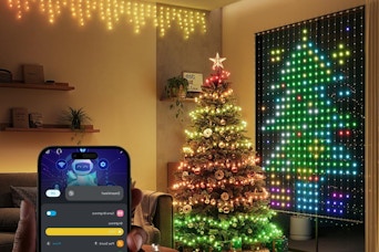 a person operating led smart curtain lights