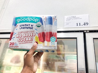 costco goodpop red white and blue ice pops 20 count signage