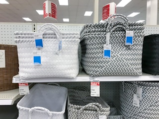 room essentials large woven storage basket on a target shelf