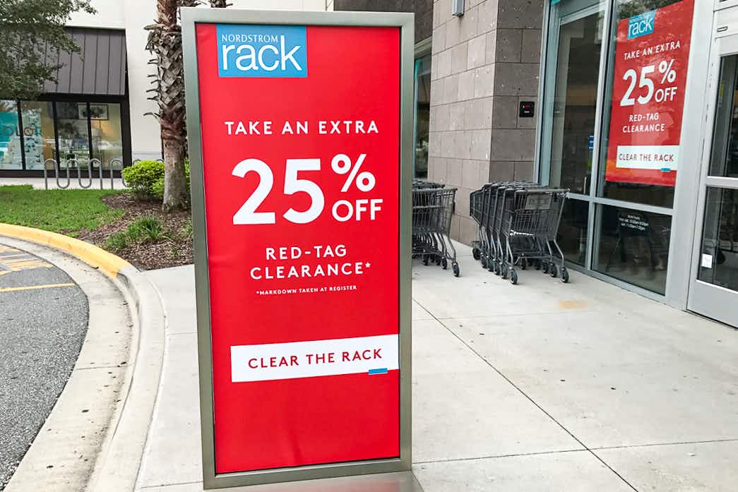 A sign for the Nordstrom Rack Clear the Rack sale
